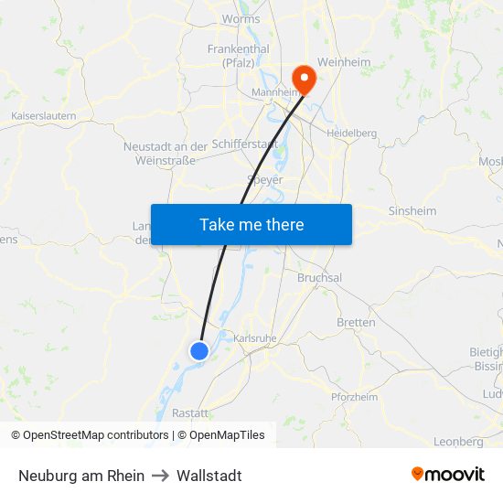 Neuburg am Rhein to Wallstadt map