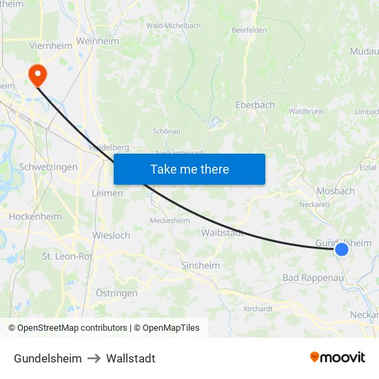 Gundelsheim to Wallstadt map