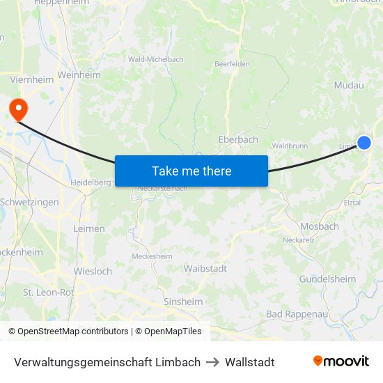 Verwaltungsgemeinschaft Limbach to Wallstadt map