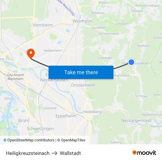 Heiligkreuzsteinach to Wallstadt map