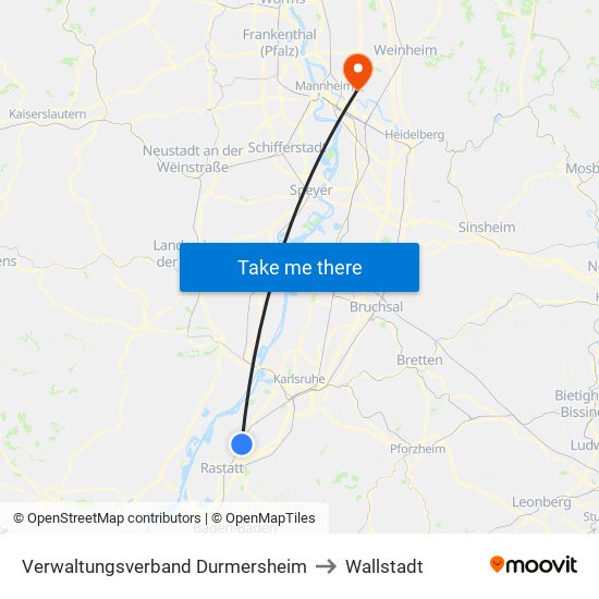 Verwaltungsverband Durmersheim to Wallstadt map