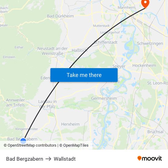 Bad Bergzabern to Wallstadt map