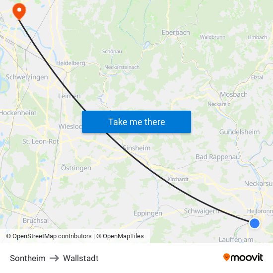 Sontheim to Wallstadt map