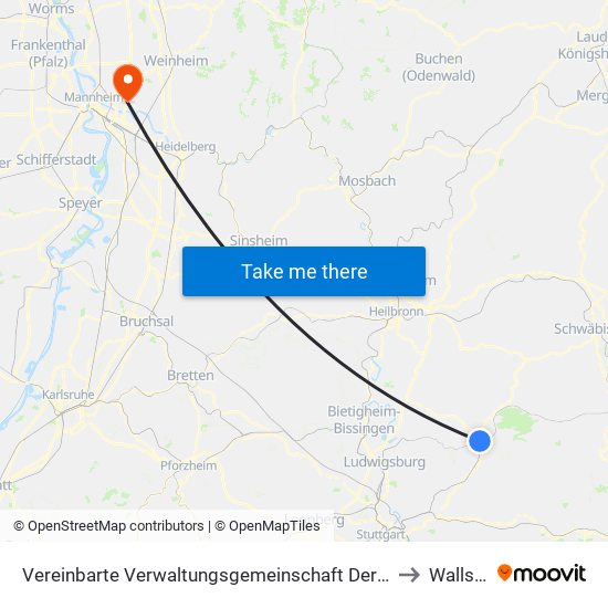 Vereinbarte Verwaltungsgemeinschaft Der Stadt Backnang to Wallstadt map