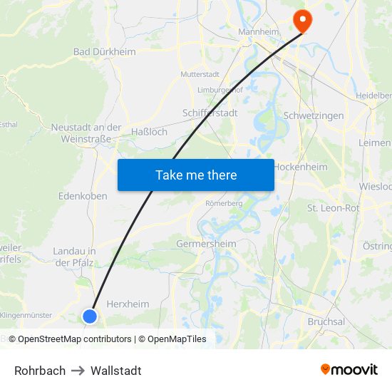 Rohrbach to Wallstadt map