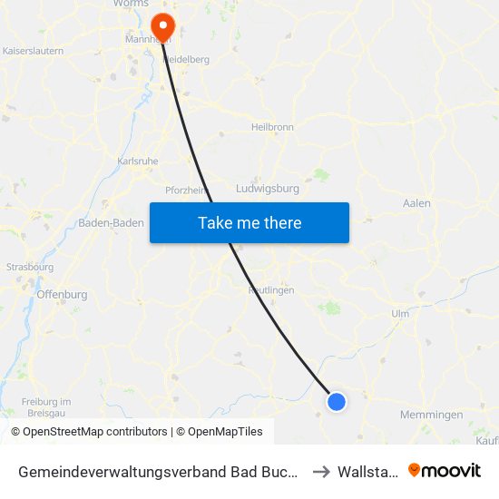 Gemeindeverwaltungsverband Bad Buchau to Wallstadt map