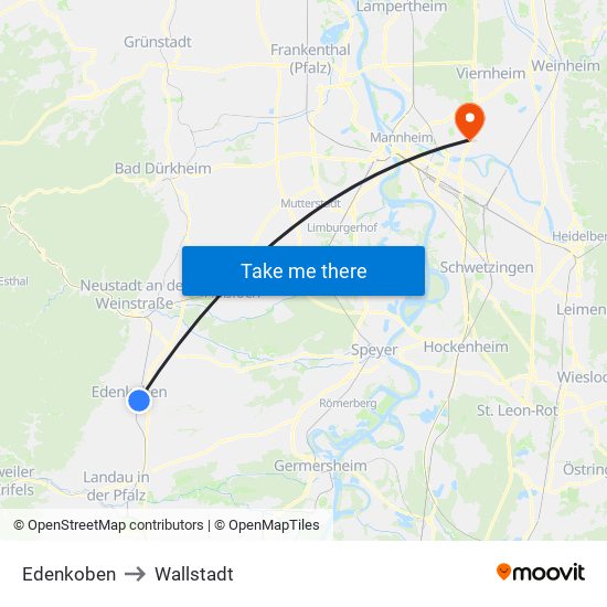 Edenkoben to Wallstadt map