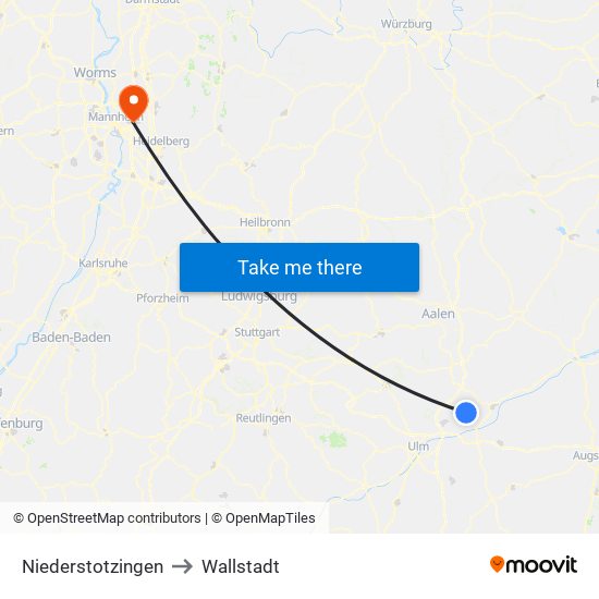 Niederstotzingen to Wallstadt map