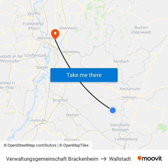 Verwaltungsgemeinschaft Brackenheim to Wallstadt map