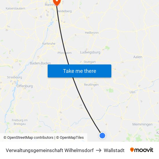 Verwaltungsgemeinschaft Wilhelmsdorf to Wallstadt map