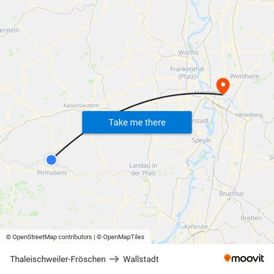 Thaleischweiler-Fröschen to Wallstadt map