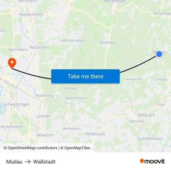 Mudau to Wallstadt map