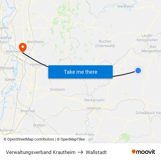 Verwaltungsverband Krautheim to Wallstadt map