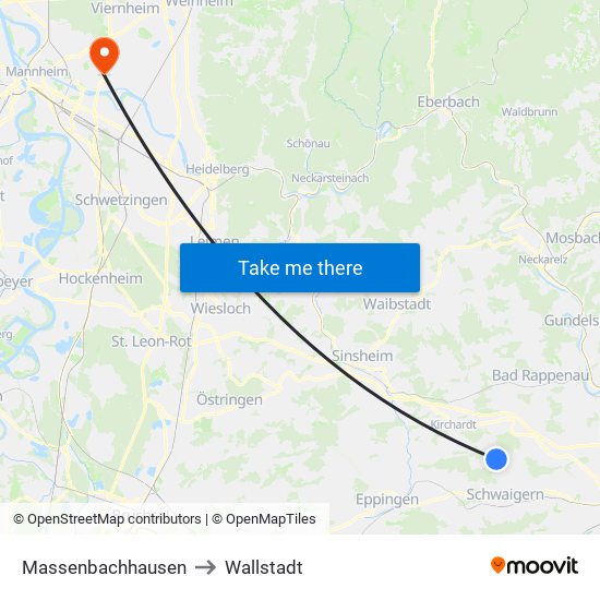 Massenbachhausen to Wallstadt map