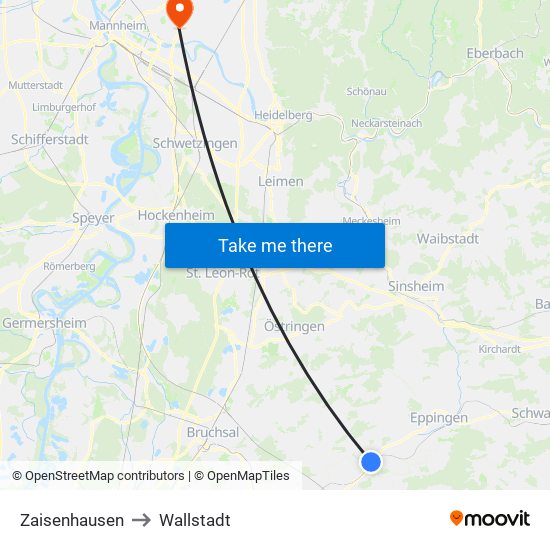 Zaisenhausen to Wallstadt map