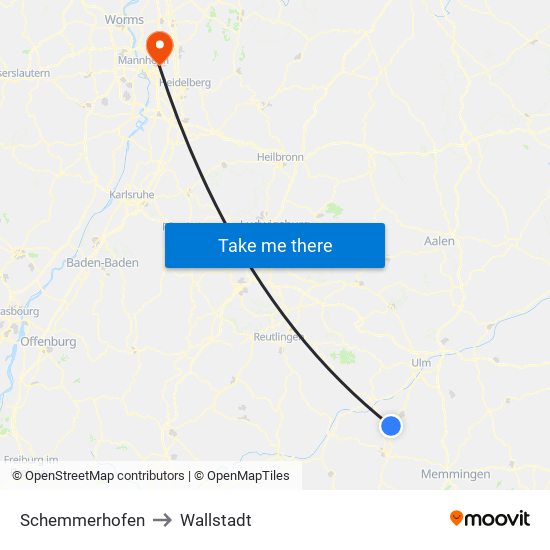 Schemmerhofen to Wallstadt map