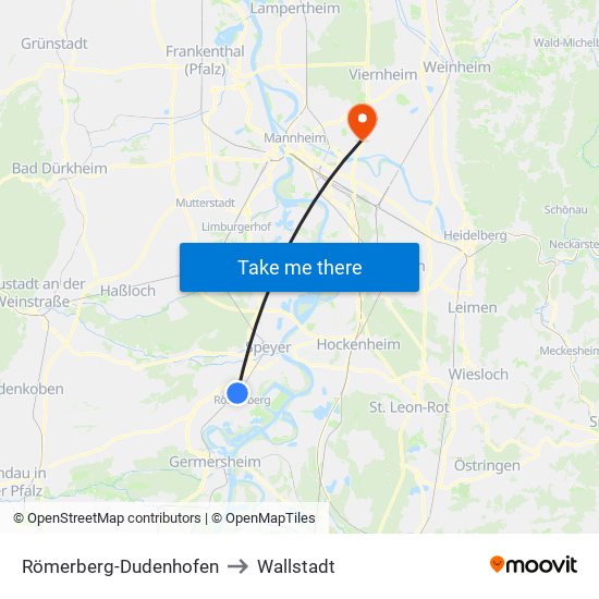 Römerberg-Dudenhofen to Wallstadt map