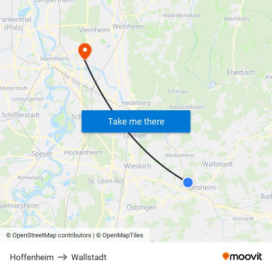 Hoffenheim to Wallstadt map