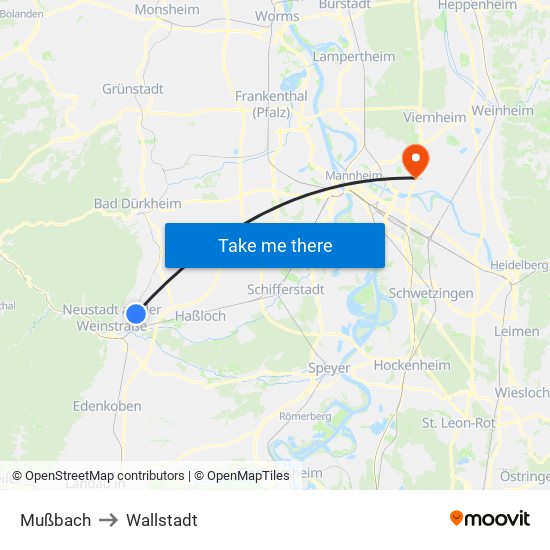 Mußbach to Wallstadt map