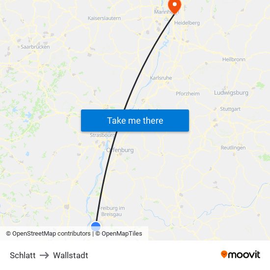 Schlatt to Wallstadt map