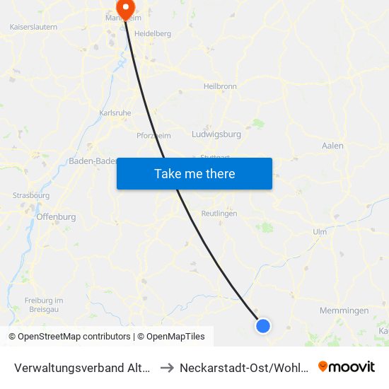 Verwaltungsverband Altshausen to Neckarstadt-Ost/Wohlgelegen map