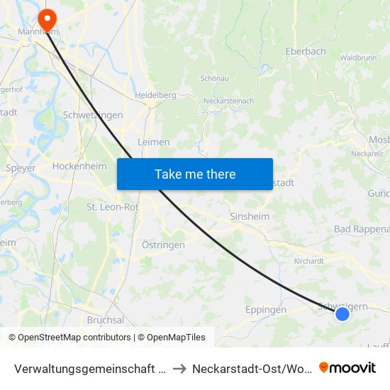 Verwaltungsgemeinschaft Schwaigern to Neckarstadt-Ost/Wohlgelegen map