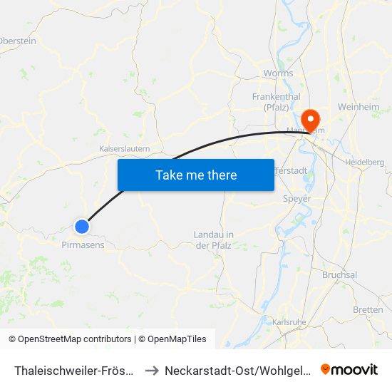 Thaleischweiler-Fröschen to Neckarstadt-Ost/Wohlgelegen map