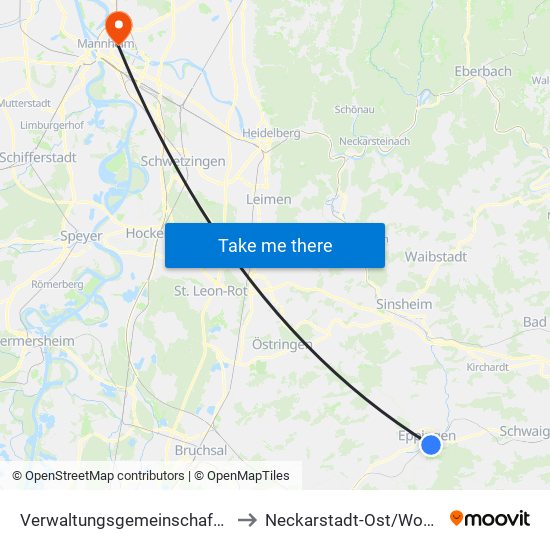 Verwaltungsgemeinschaft Eppingen to Neckarstadt-Ost/Wohlgelegen map