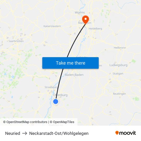 Neuried to Neckarstadt-Ost/Wohlgelegen map