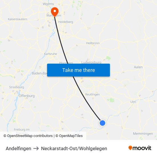 Andelfingen to Neckarstadt-Ost/Wohlgelegen map