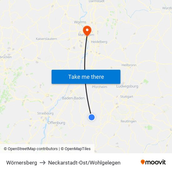 Wörnersberg to Neckarstadt-Ost/Wohlgelegen map