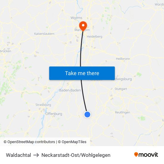 Waldachtal to Neckarstadt-Ost/Wohlgelegen map