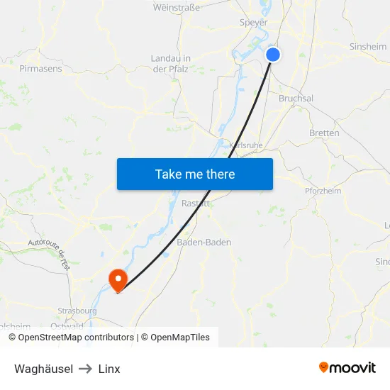 Waghäusel to Linx map