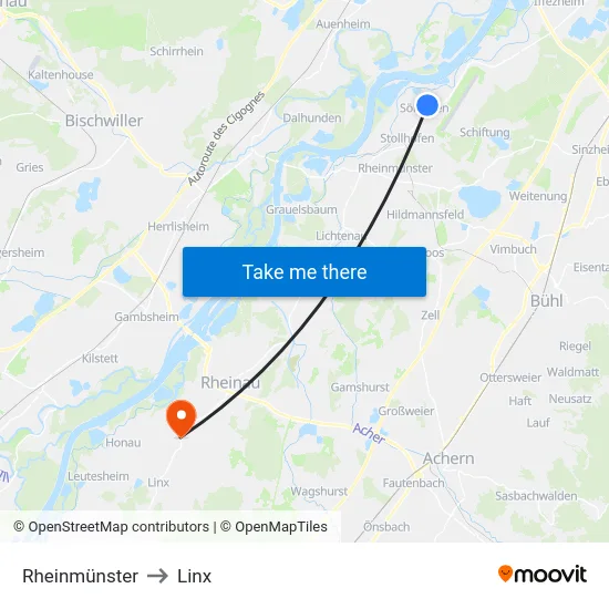 Rheinmünster to Linx map