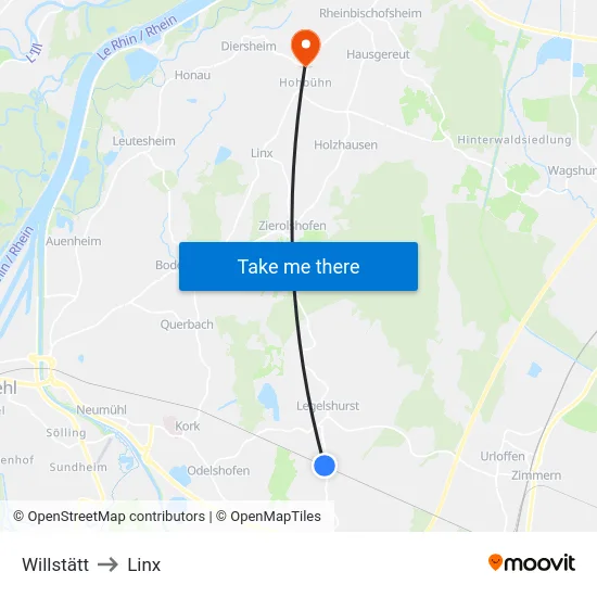 Willstätt to Linx map