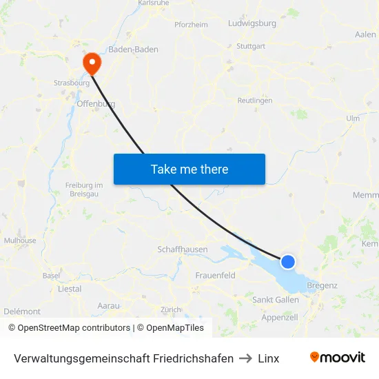 Verwaltungsgemeinschaft Friedrichshafen to Linx map