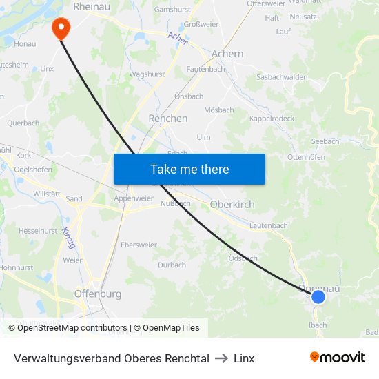 Verwaltungsverband Oberes Renchtal to Linx map