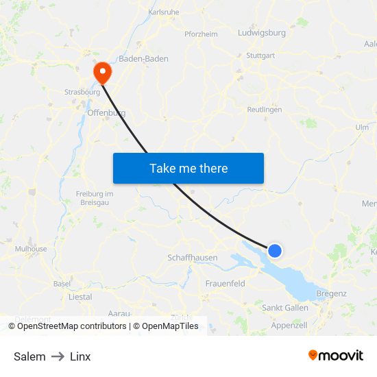 Salem to Linx map