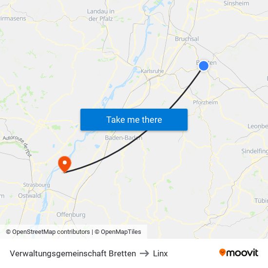 Verwaltungsgemeinschaft Bretten to Linx map