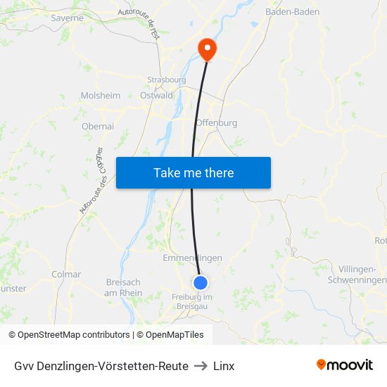 Gvv Denzlingen-Vörstetten-Reute to Linx map