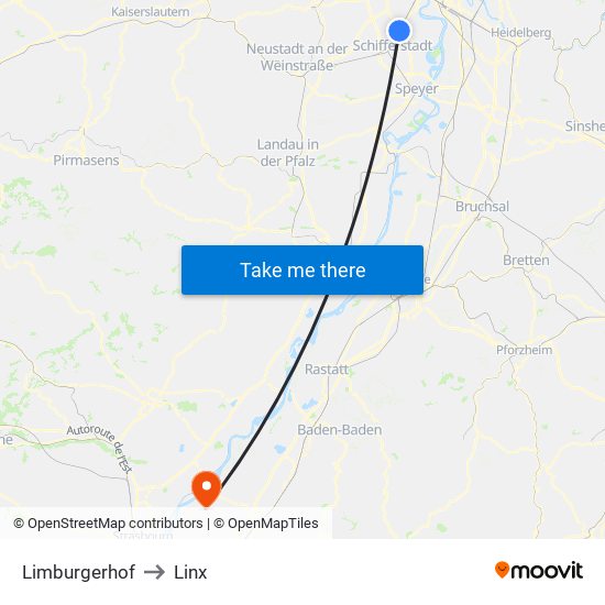 Limburgerhof to Linx map