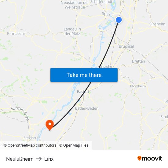 Neulußheim to Linx map