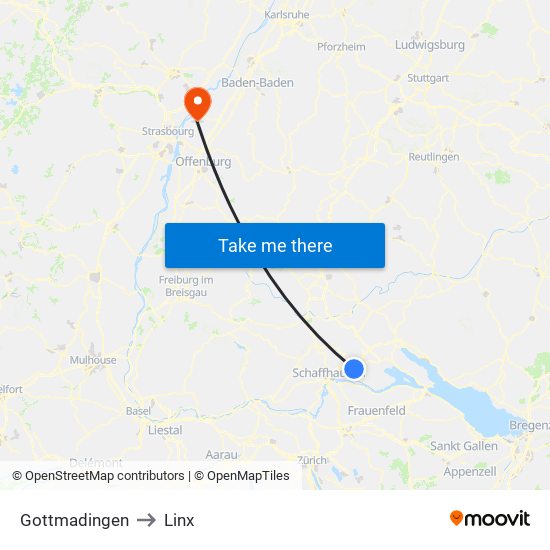 Gottmadingen to Linx map