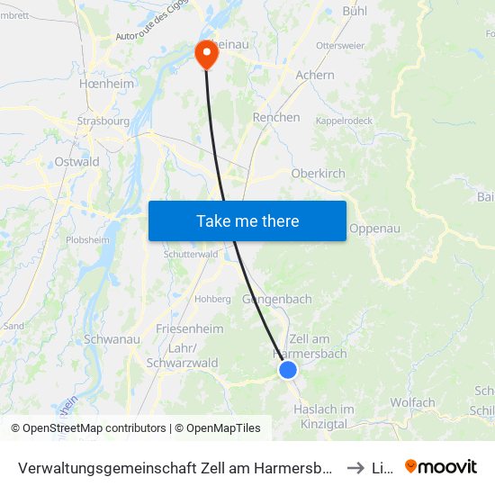 Verwaltungsgemeinschaft Zell am Harmersbach to Linx map