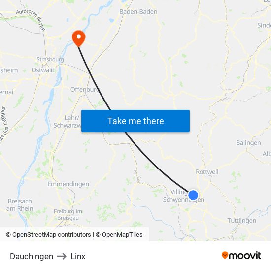 Dauchingen to Linx map