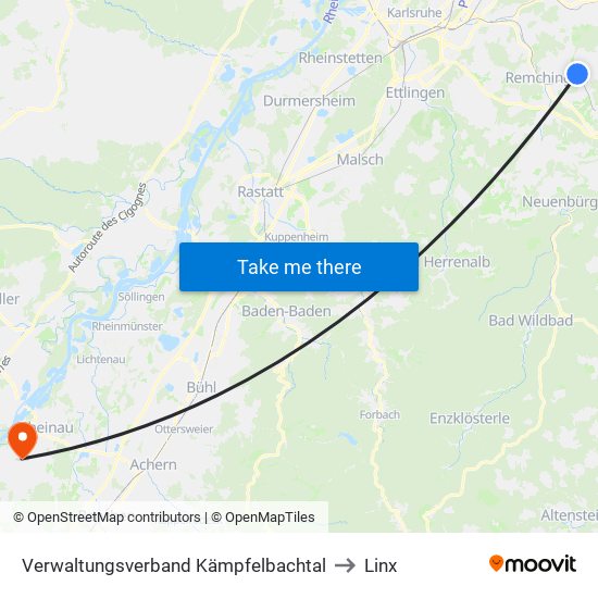 Verwaltungsverband Kämpfelbachtal to Linx map