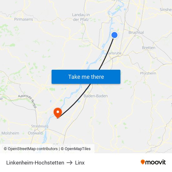 Linkenheim-Hochstetten to Linx map