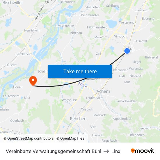 Vereinbarte Verwaltungsgemeinschaft Bühl to Linx map