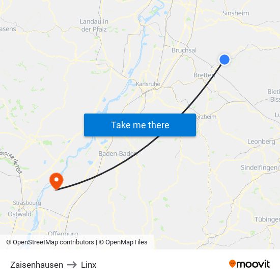 Zaisenhausen to Linx map