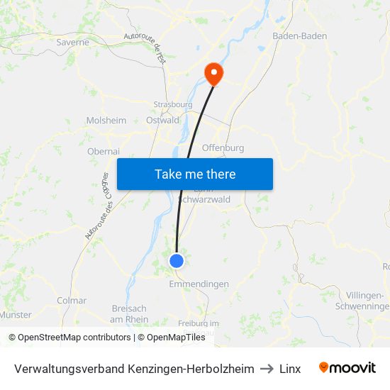 Verwaltungsverband Kenzingen-Herbolzheim to Linx map